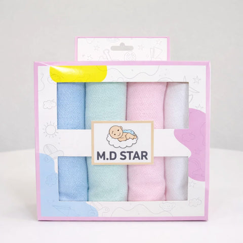 MD Star - Pack of 4 Face Towels - Multi-Colors