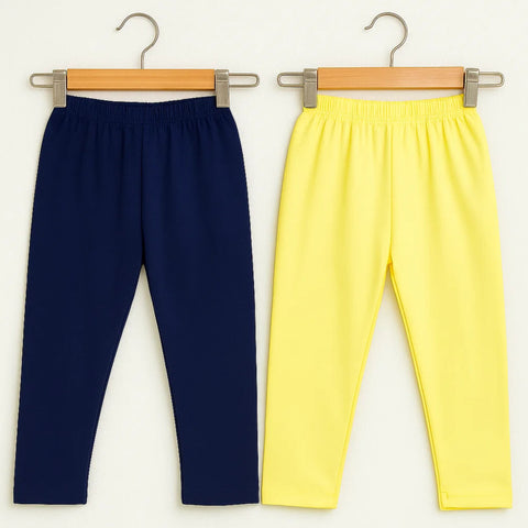 Pack of 2 - Plain - Trouser Tights - Navy Blue & Yellow