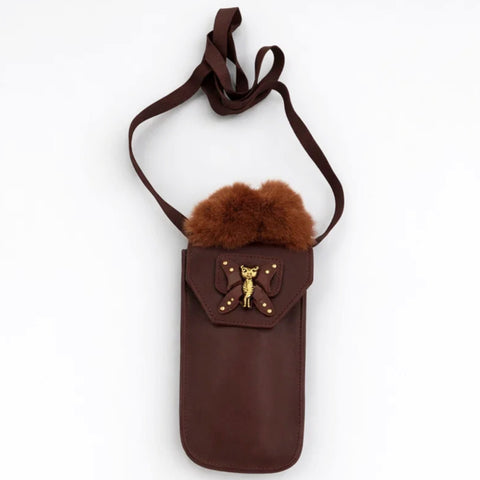 Girl's - Fashion Hand Bag - Dark Brown - Butterfly