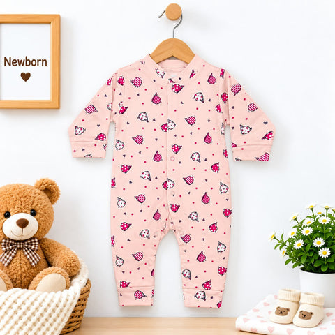 Cotton Interlock Baby Romper – Pink Fish | Soft & Comfortable | 0–24 Months