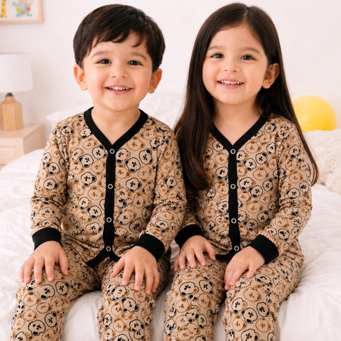 TBS - Cotton Jersey - Night Suit - Brown - Bears - 26