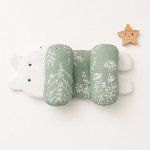 Head Shaping Pillow for Round Head - Green - Leaves