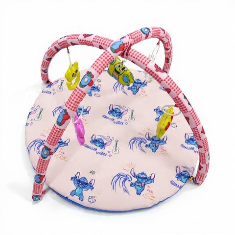 Baby Play Mat With Hanging Toys - Pink - Stitch - 515