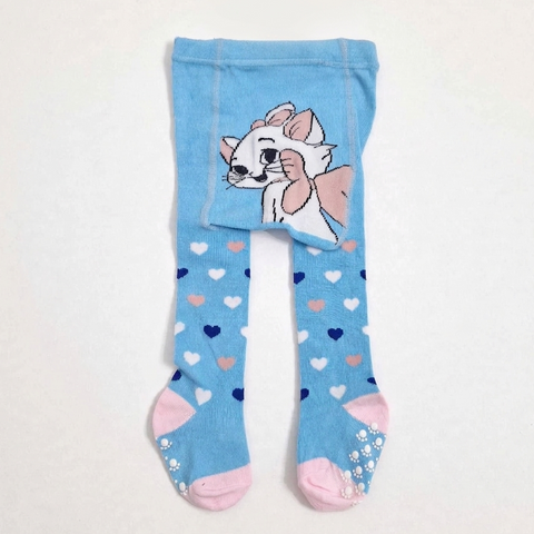 Kids Winter Leggings Blue Cat Print | Warm Leggings for Girls | 6–12 Months | Size 56-62