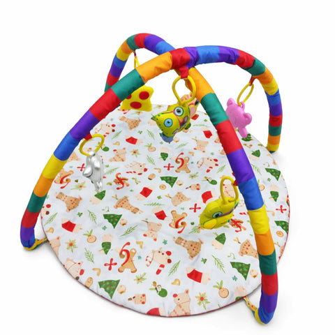 Baby Play Mat With Hanging Toys - White - Animals - 515