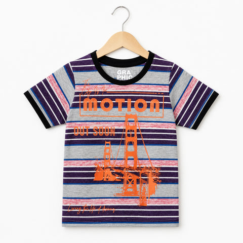 GT - Short Sleeve - Round Neck - T-Shirt - Grey & Purple - Motion