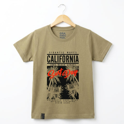 RL - Short Sleeve - Round Neck - T-Shirt - Brown - California