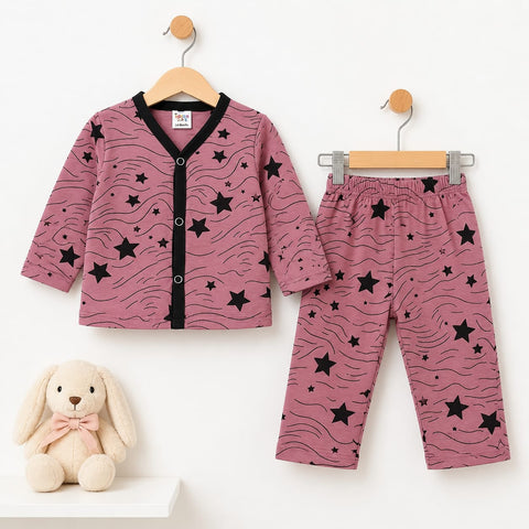 Cotton Jersey Night Suit - Pink - Stars - 26 - TBS