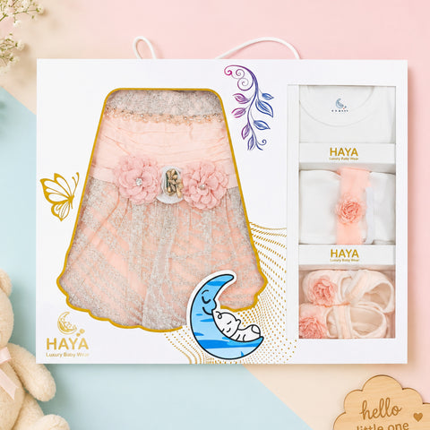 HY - 5 Pieces - Starter Set Box - Three Flowers - Fancy - Peach