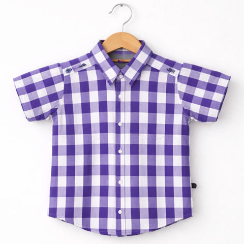 ADN - Casual Shirt - Check - Purple & White