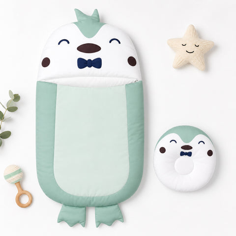Cotton - Hooded Carry Nest - Green - Penguin - 26