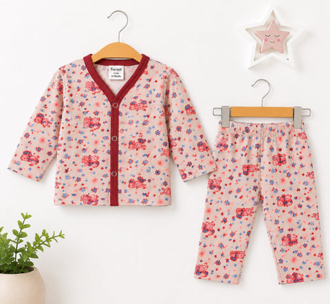 TBS - Cotton Jersey - Night Suit - Pink - Rabbit - 26