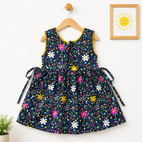P&P - Sleeveless - Cotton Frock - Navy - Multi Floral
