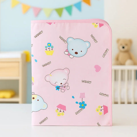 Diaper Changing Sheet - Medium - 27*19 Inches - Pink - Bear