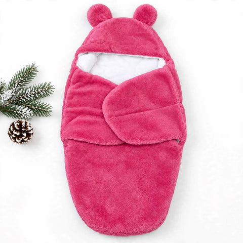 Winter Plush Fur Baby Swaddling Blanket 27×15 Inches - Pink | Newborn Sleeping Bag