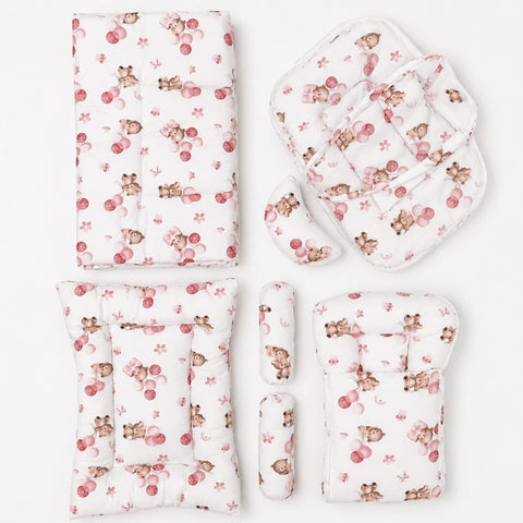 Newborn Cotton Bedding Set - 8 Pieces - Light PInk - Baloons