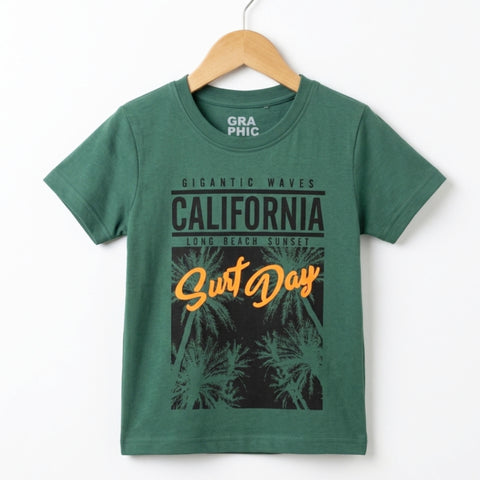 RL - Short Sleeve - Round Neck - T-Shirt - Dark Green - California