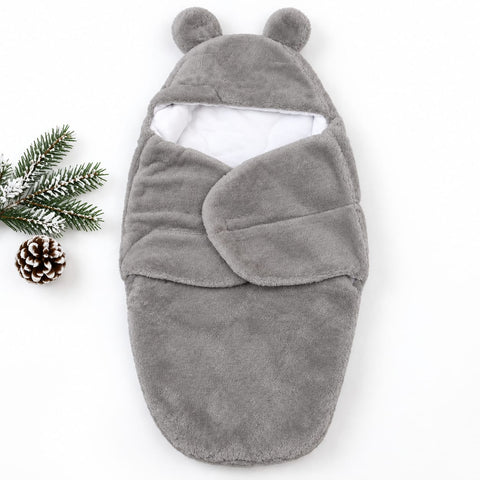 Winter Plush Fur Baby Swaddling Blanket 27×15 Inches - Grey | Newborn Sleeping Bag