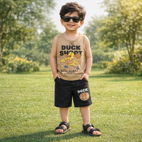 Cotton Jersey - Sando & Short - Brown - Duck