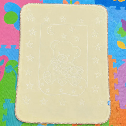 Double Ply Plush Baby Blanket Yellow Star Bear 38 x 30 Inches – Soft Warm Winter Blanket