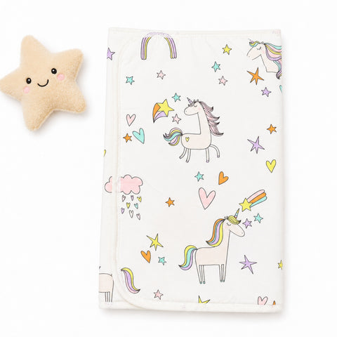 Waterproof Diaper Changing Mat - White - Unicorn (36*20 Inches)