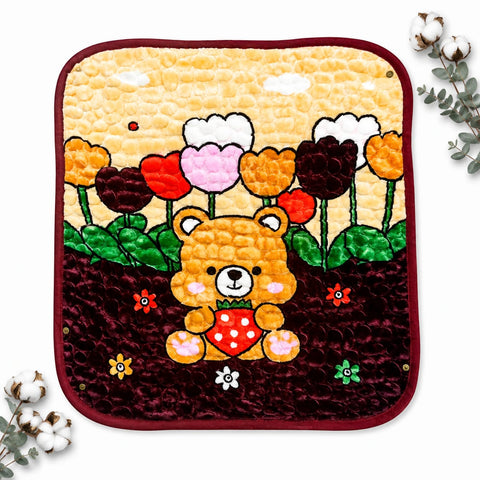 Single Ply Baby Hooded Blanket – Maroon Bear | 36 × 32 Inches | Soft & Cozy Baby Blanket