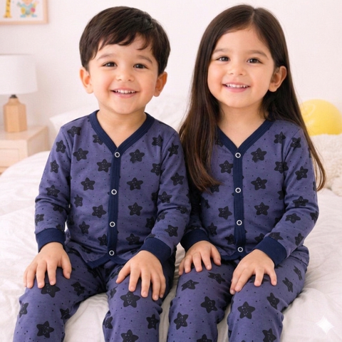 TBS - Cotton Jersey - Night Suit - Dark Blue - Smiley Star - 26