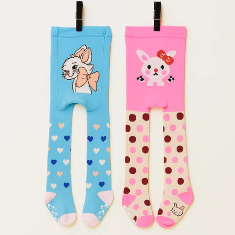 Pack of 2 - Anti-Slip Leggings - Girls - Blue & Pink - (56-62 | 6-12 Months)