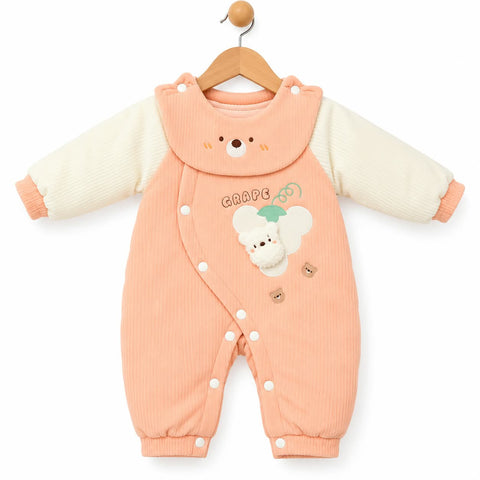 Plush Baby Winter Romper - Peach Grape | 3-9 Months