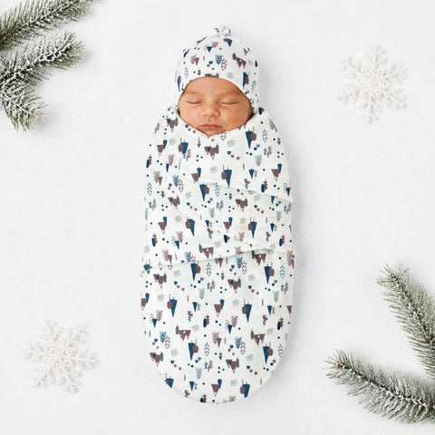 Swaddle with Cap - Pine Tree