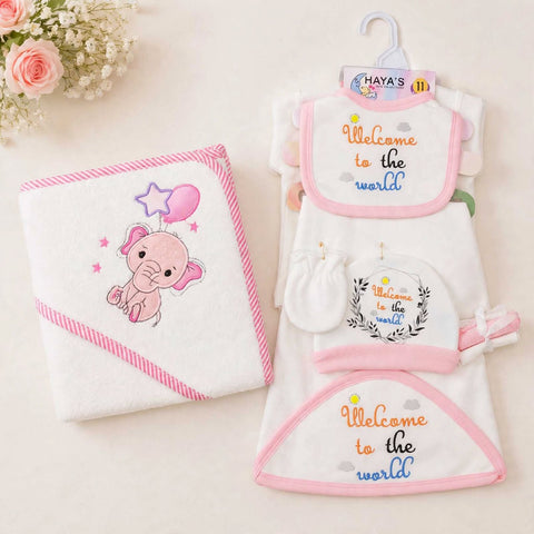 Newborn Welcome Bundle - Pink Welcome Starter Set & Pink Bath Towel