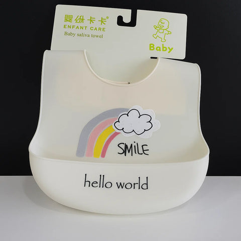 Silicon Container Bib - White - Smile