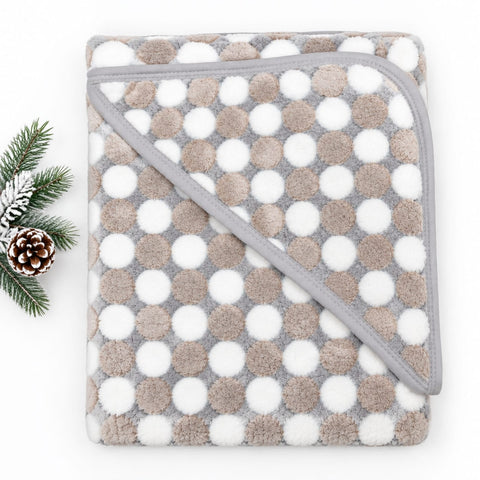 Plush Fleece Newborn Wrapping Sheet Grey Circle Print 30×30 Inches | Soft Baby Swaddle Blanket
