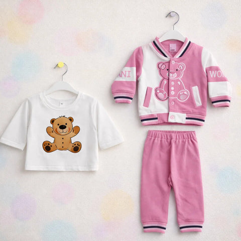MW - 3 Pieces - Suit Set - Pink - Multi Bear