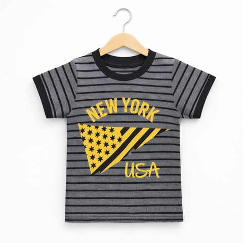 GT - Short Sleeve - Round Neck - T-Shirt - Grey - Newyork