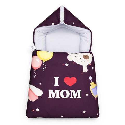 Cotton - Hooded Carry Nest - Purple - Love Mom - 26