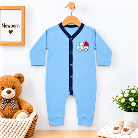 Cotton Jersey Baby Romper –  Blue Truck | Soft & Comfortable | 0–24 Months