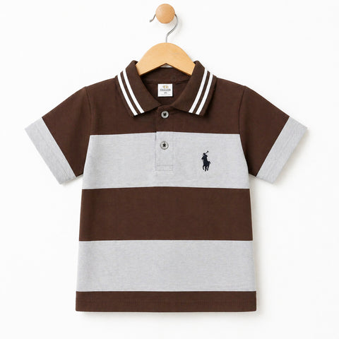 TA - Short Sleeve - Polo T-Shirt - Brown & Grey