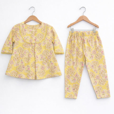 P&P - 2 Pieces - Frock Set - Yellow - Leaves