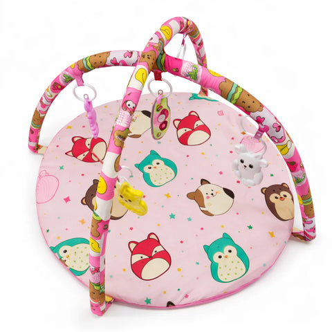 Baby Play Mat With Hanging Toys - Pink - Animals - 515