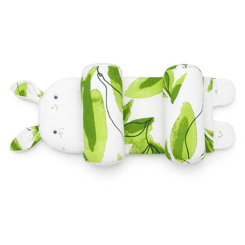Cotton Baby Head Shaping Pillow for Round Head – Green Leaves | Newborn Flat Head Prevention