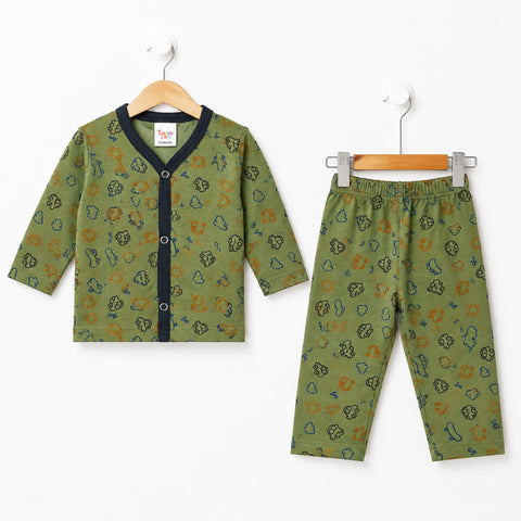 TBS - Cotton Jersey - Night Suit - Green - Cars - 26