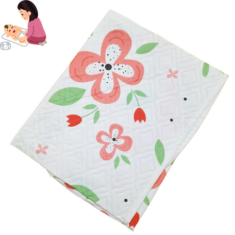 Diaper Changing Sheet - Pink - Flowers & Leaves