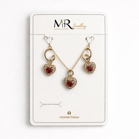 MR - 2 Pieces - Jewelry Set - Golden - Heart