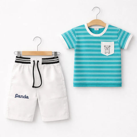 ZS - T-Shirt & Short - Blue - Stripe Bear