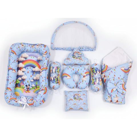 Cotton - 8 Pieces - Snuggle Bed - Blue - Rainbow - 26