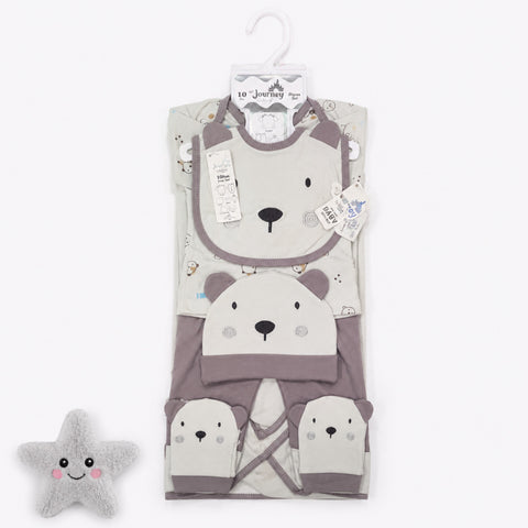 Newborn Starter Set - Cotton Interlock - 10 Pieces - Bear - Grey