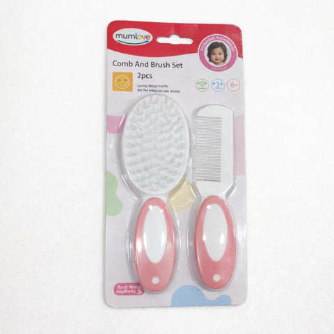 2 Pieces - Mumlove - Comb & Brush Set - Pink