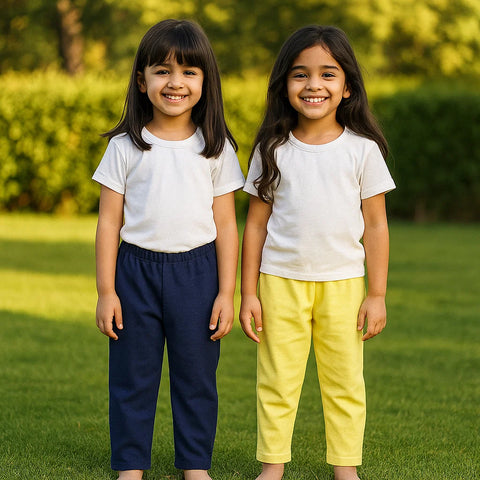 Pack of 2 - Plain - Trouser Tights - Navy Blue & Yellow