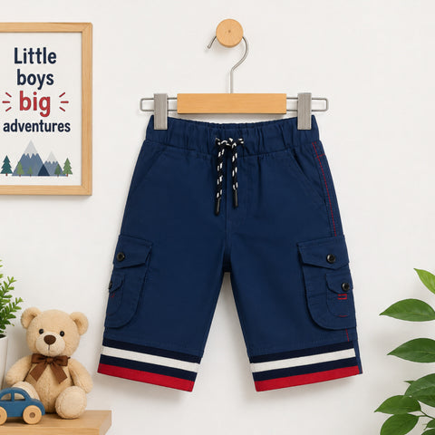 Active - Cotton - Three Quarter - Cargo Shorts - Blue